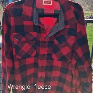 Wrangler Red and Black Plaid Casual Button Down Shirt